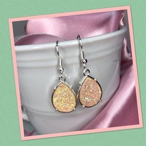 Lovely Peach druzy style earrings